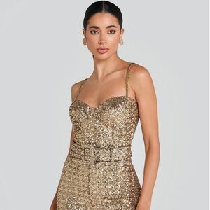 Gold Sequin Jumpsuit - Lucinda